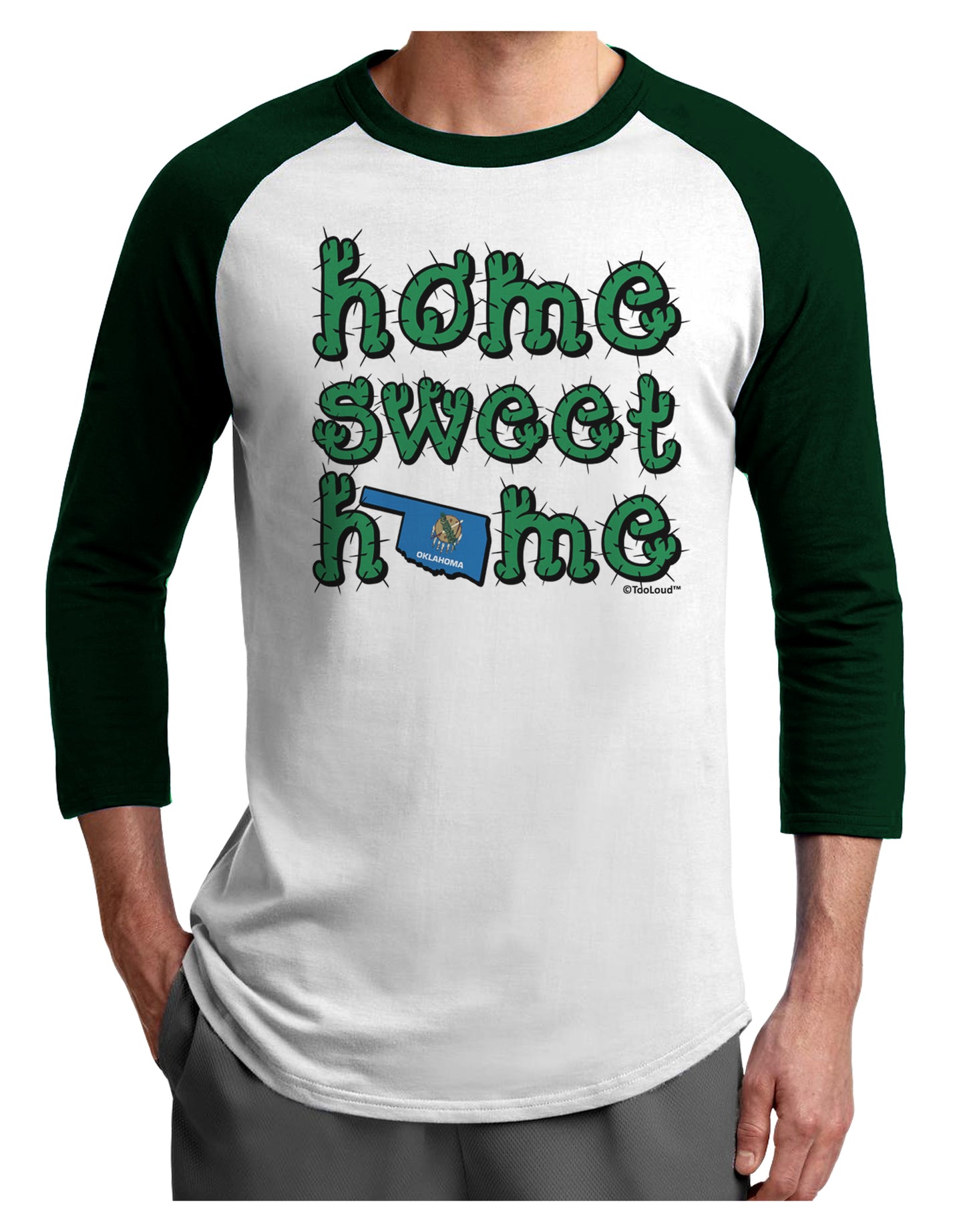 Home Sweet Home - Oklahoma - Cactus and State Flag Adult Raglan Shirt by TooLoud-TooLoud-White-Forest-X-Small-Davson Sales