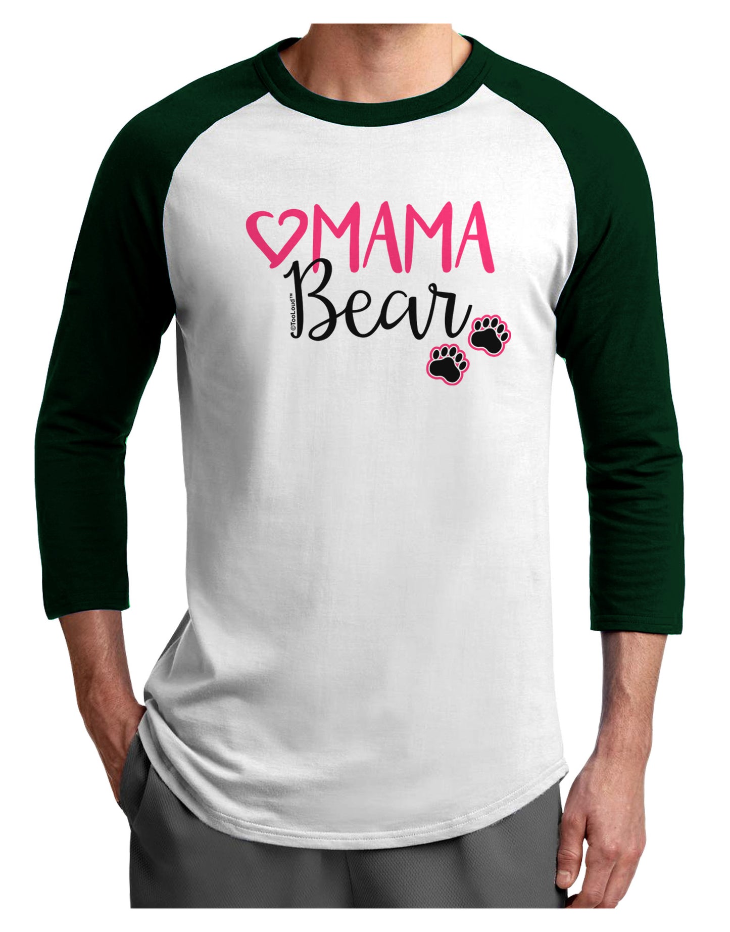 Mama Bear Paws Adult Raglan Shirt-Raglan Shirt-TooLoud-White-Forest-X-Small-Davson Sales