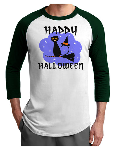 Witch Cat Adult Raglan Shirt-TooLoud-White-Forest-X-Small-Davson Sales