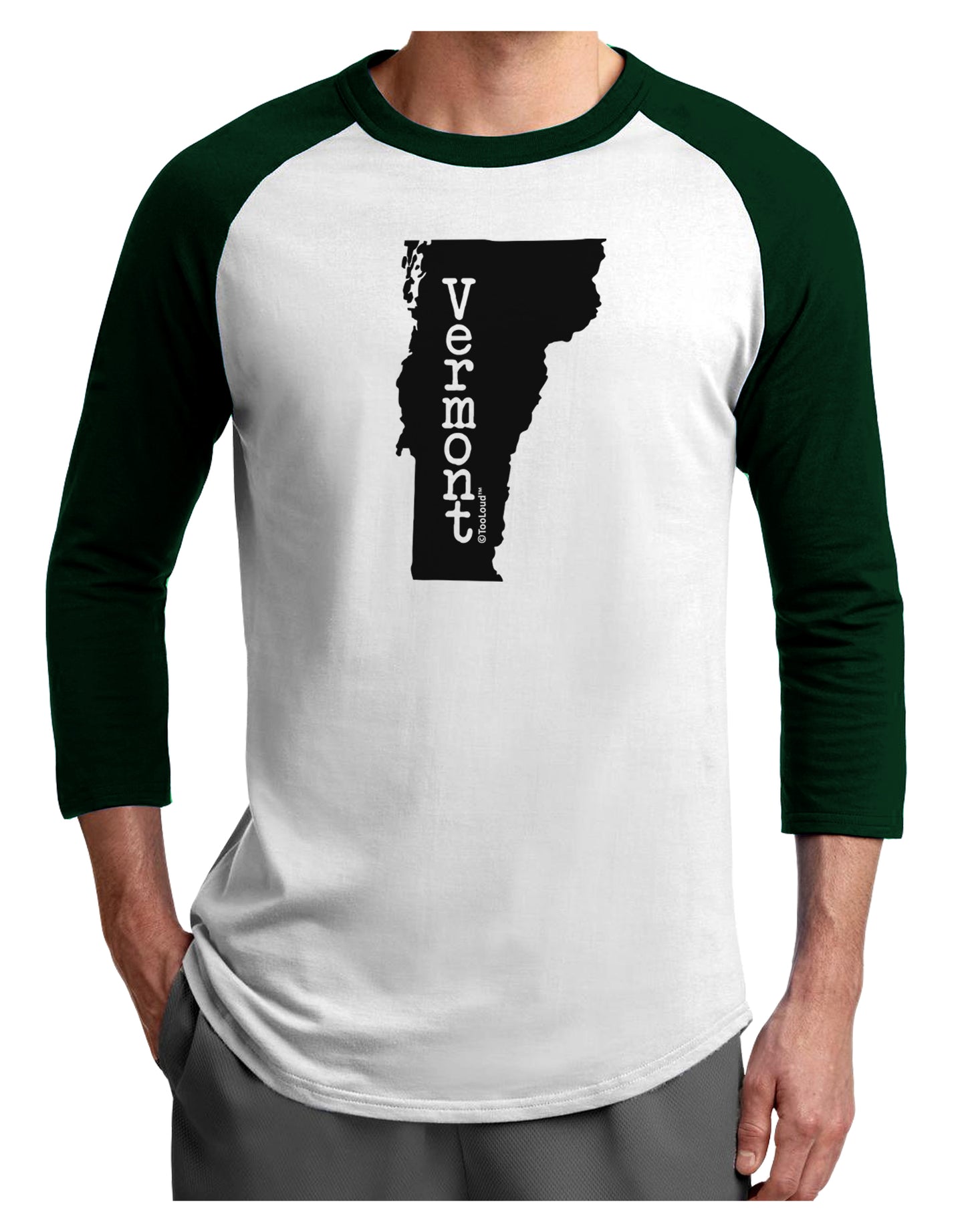 Vermont - United States Shape Adult Raglan Shirt by TooLoud-TooLoud-White-Forest-X-Small-Davson Sales