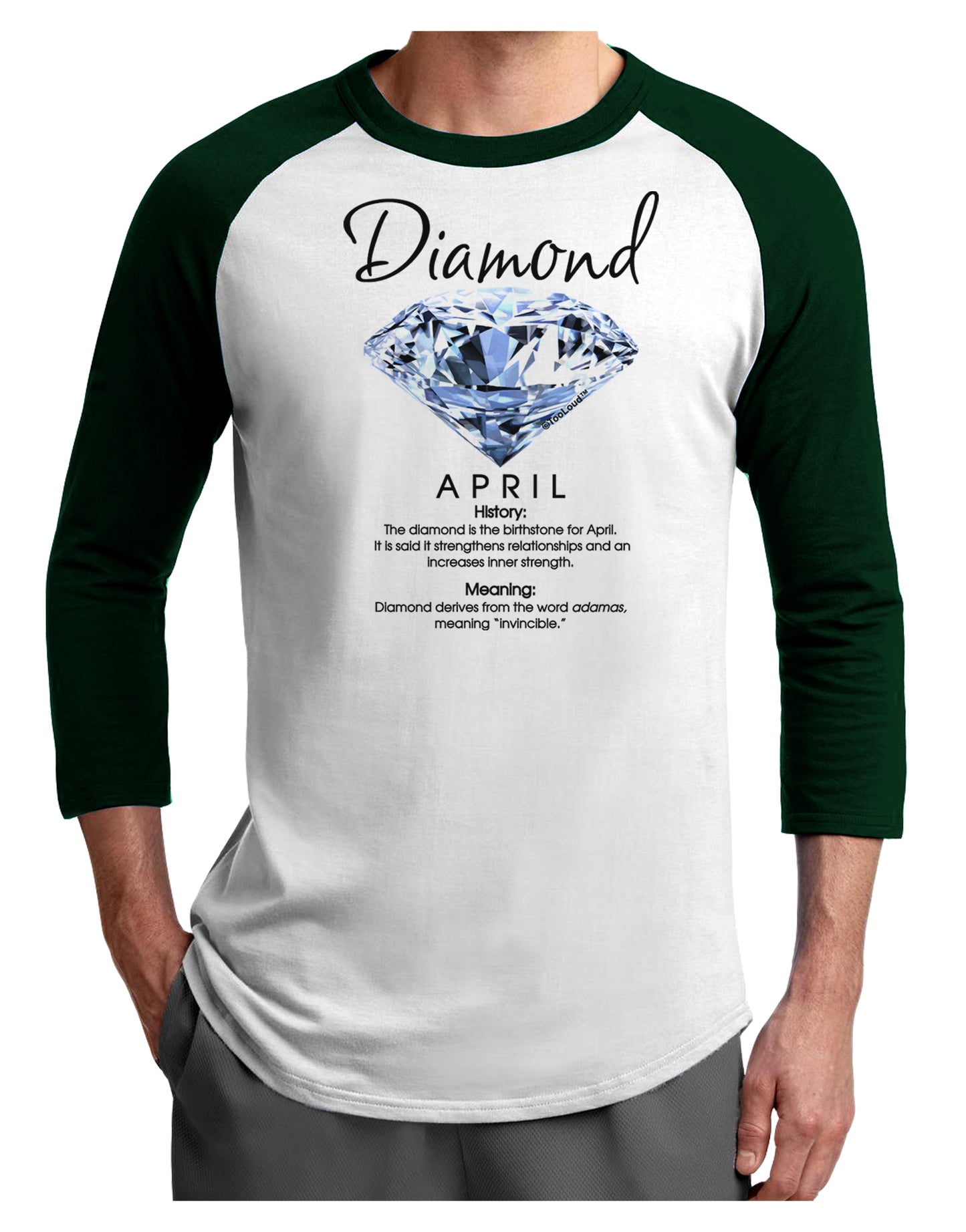 Birthstone Diamond Adult Raglan Shirt-Raglan Shirt-TooLoud-White-Forest-X-Small-Davson Sales