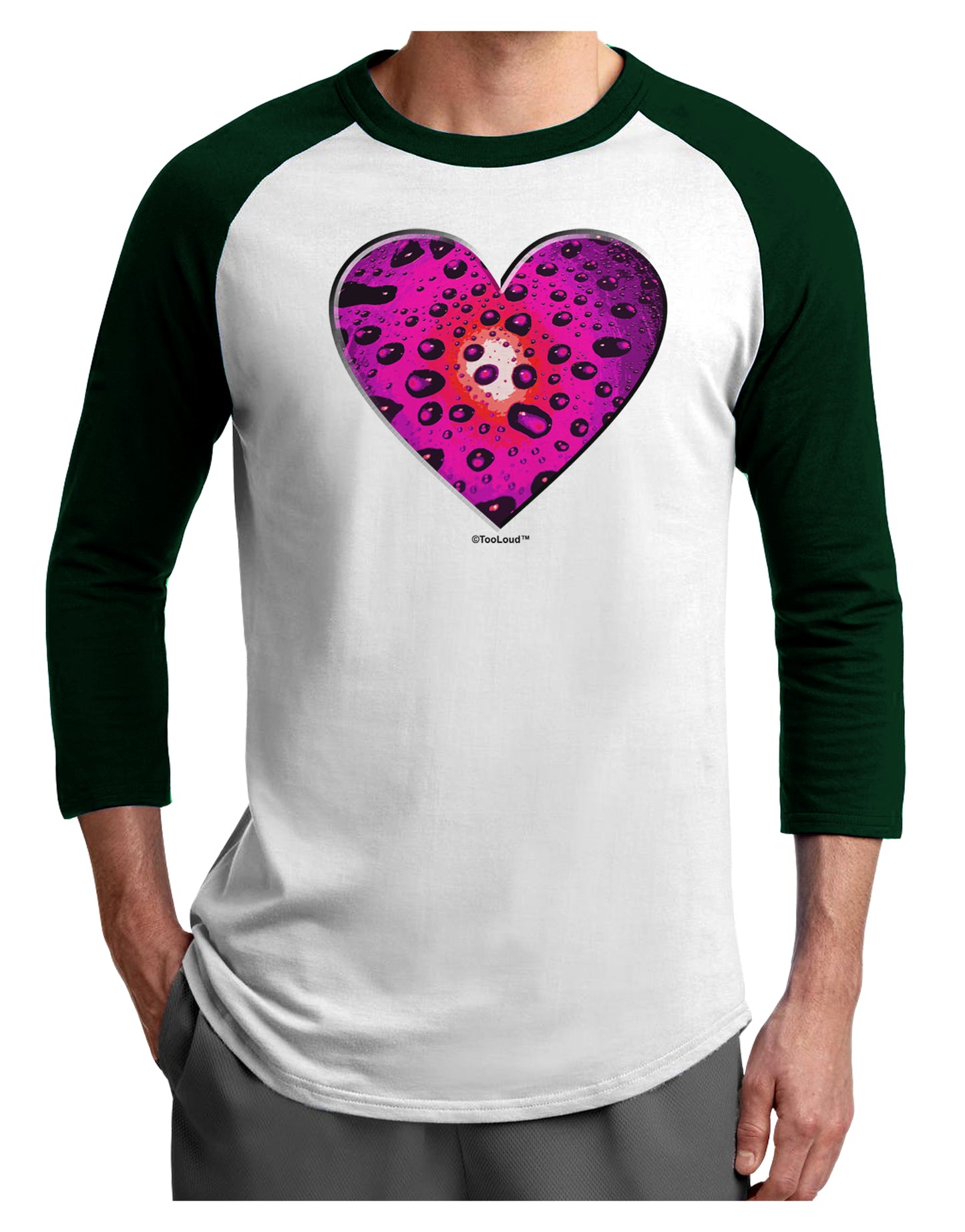 Water Droplet Heart Magenta Adult Raglan Shirt by TooLoud-TooLoud-White-Forest-X-Small-Davson Sales