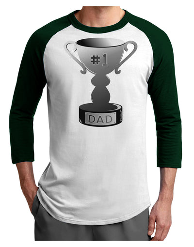 Number One Dad Trophy - Grayscale Adult Raglan Shirt-Raglan Shirt-TooLoud-White-Forest-X-Small-Davson Sales