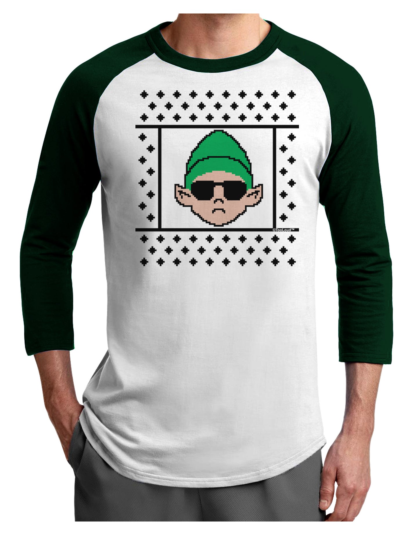 Cool Elf Christmas Sweater Adult Raglan Shirt-TooLoud-White-Forest-X-Small-Davson Sales
