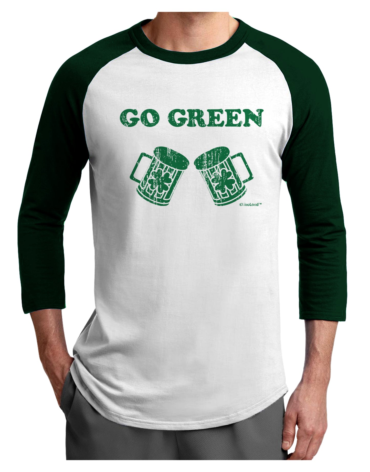 Go Green - St. Patrick's Day Green Beer Adult Raglan Shirt by TooLoud-Mens T-Shirt-TooLoud-White-Forest-X-Small-Davson Sales