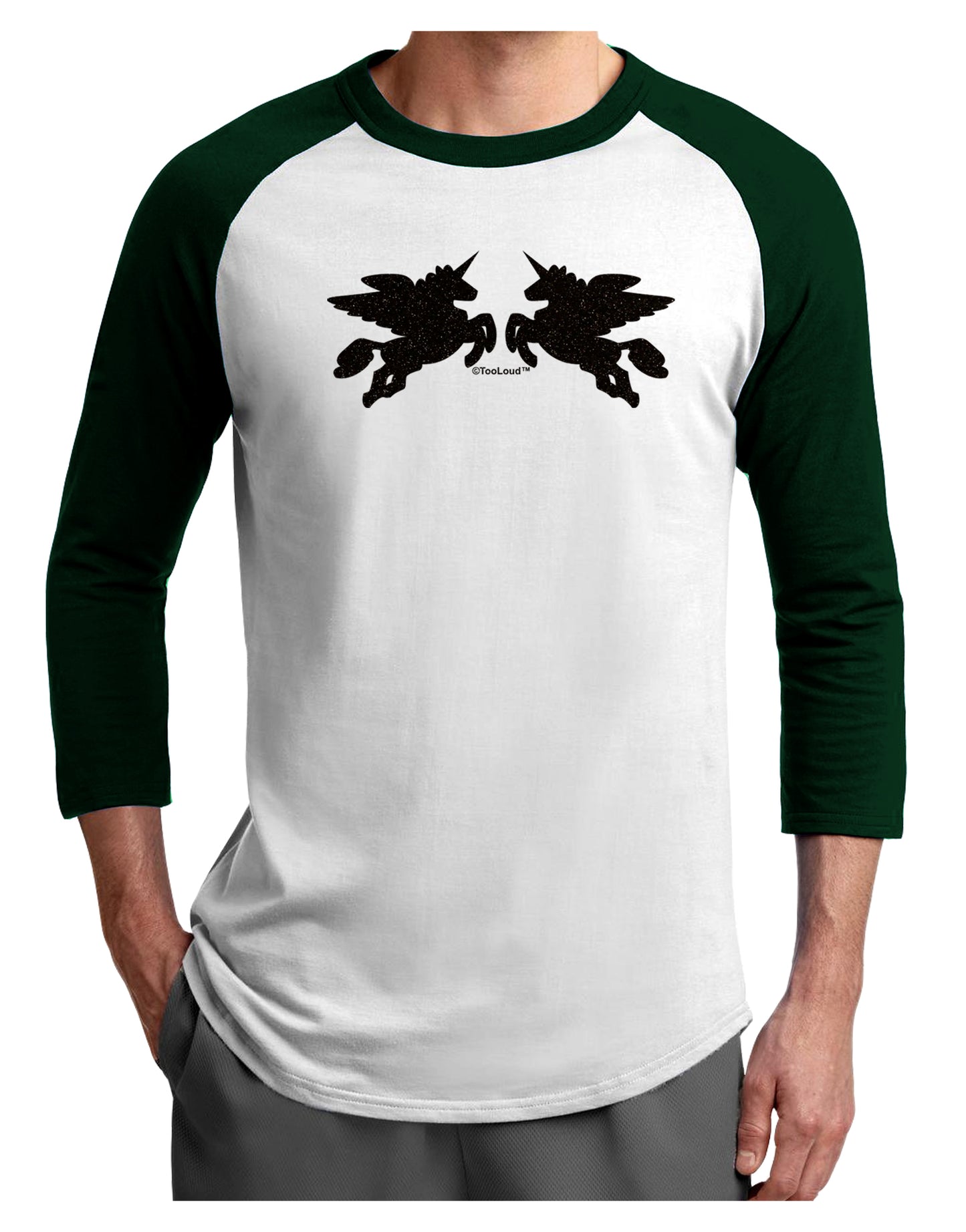 Unicorn Pegasus Black Glitter Adult Raglan Shirt by TooLoud-TooLoud-White-Forest-X-Small-Davson Sales