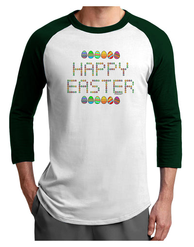 Happy Easter Eggs Adult Raglan Shirt-Raglan Shirt-TooLoud-White-Forest-X-Small-Davson Sales