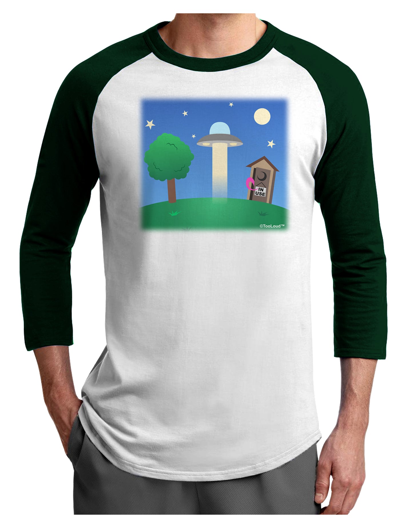 UFO Stopping At an Out-house Adult Raglan Shirt by TooLoud-TooLoud-White-Forest-X-Small-Davson Sales