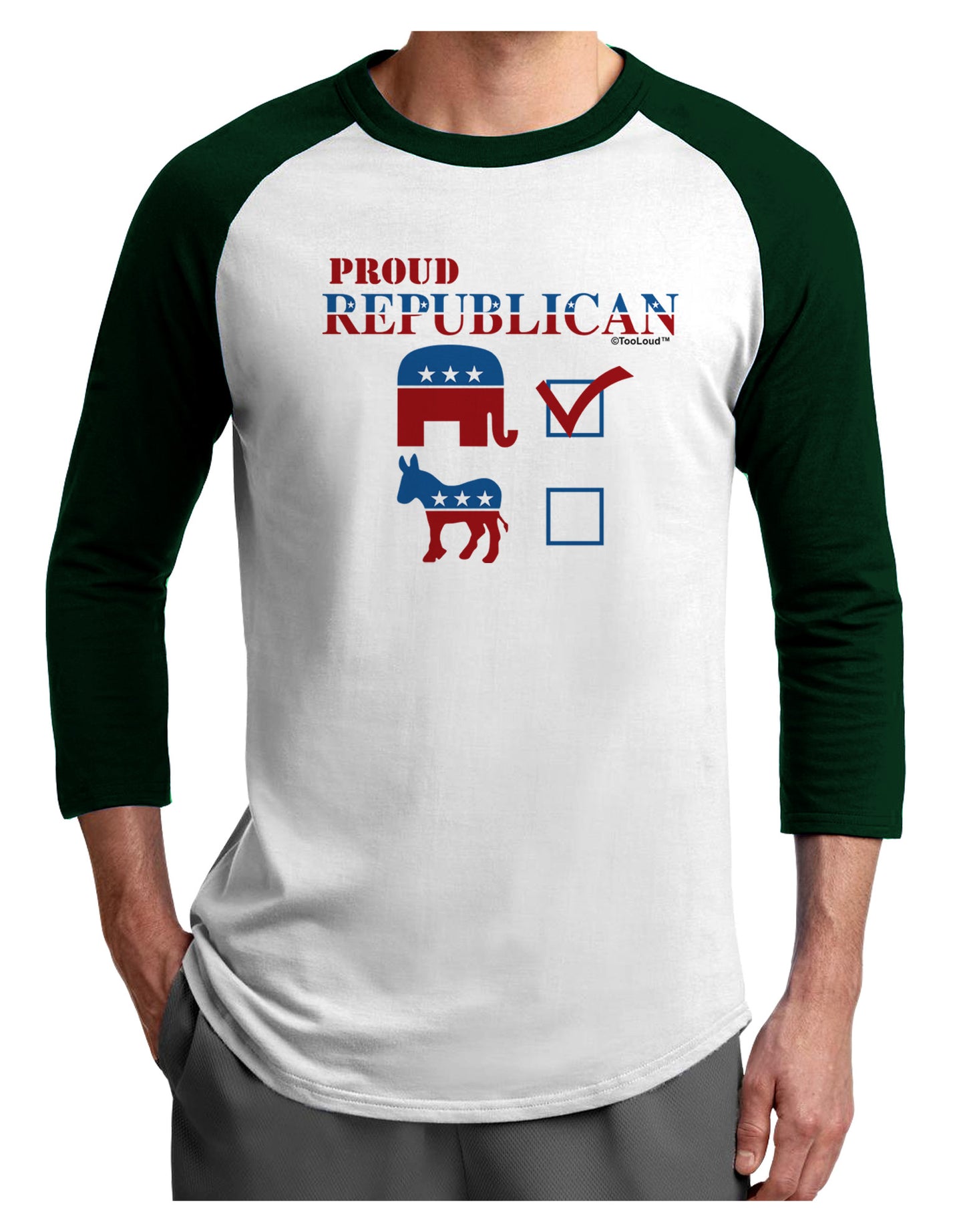 Proud Republican Checkmark Adult Raglan Shirt-Raglan Shirt-TooLoud-White-Forest-X-Small-Davson Sales