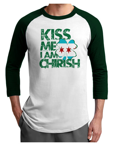 Kiss Me I'm Chirish Adult Raglan Shirt by TooLoud-Clothing-TooLoud-White-Forest-X-Small-Davson Sales