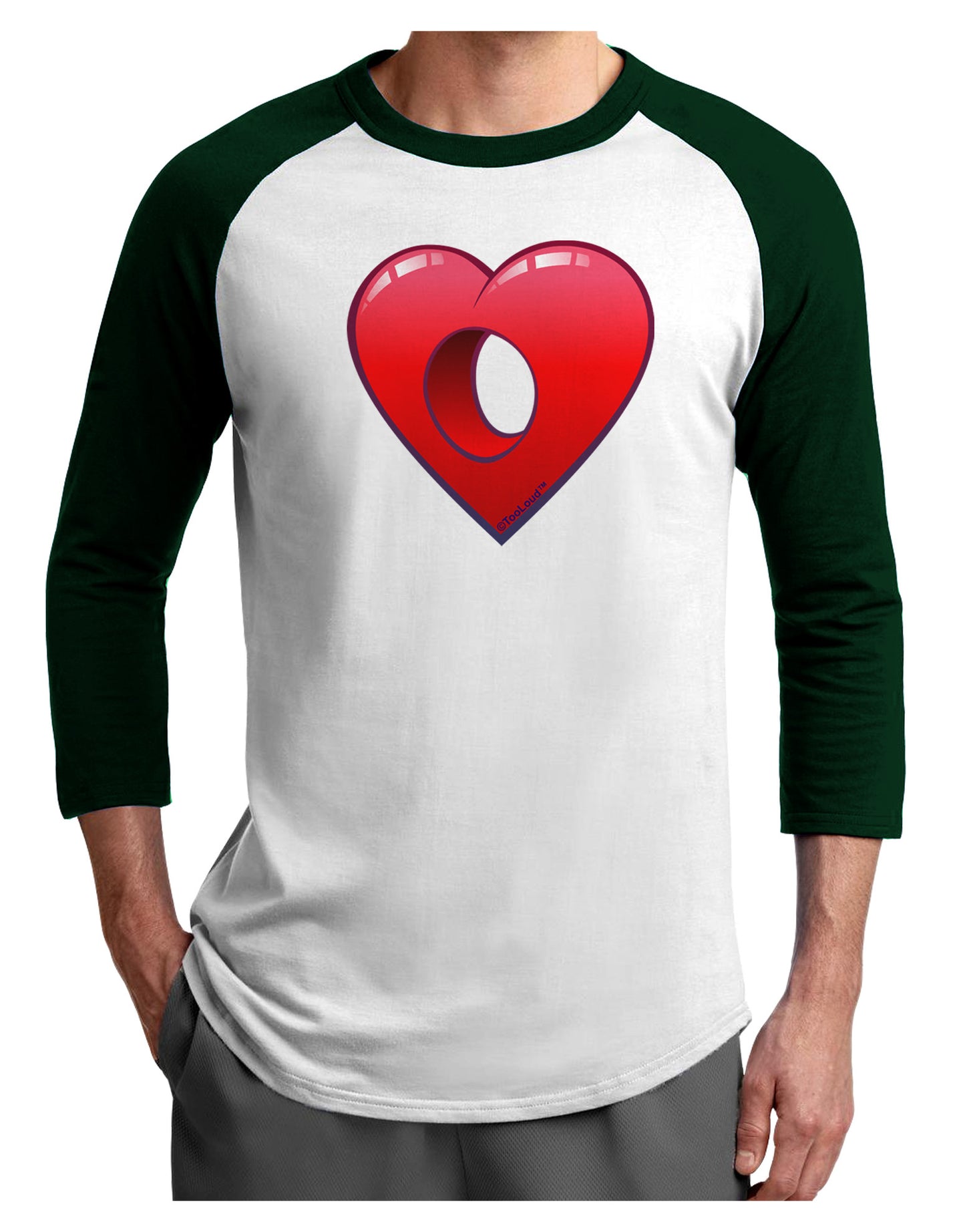 Hole Heartedly Broken Heart Adult Raglan Shirt by-Raglan Shirt-TooLoud-White-Forest-X-Small-Davson Sales