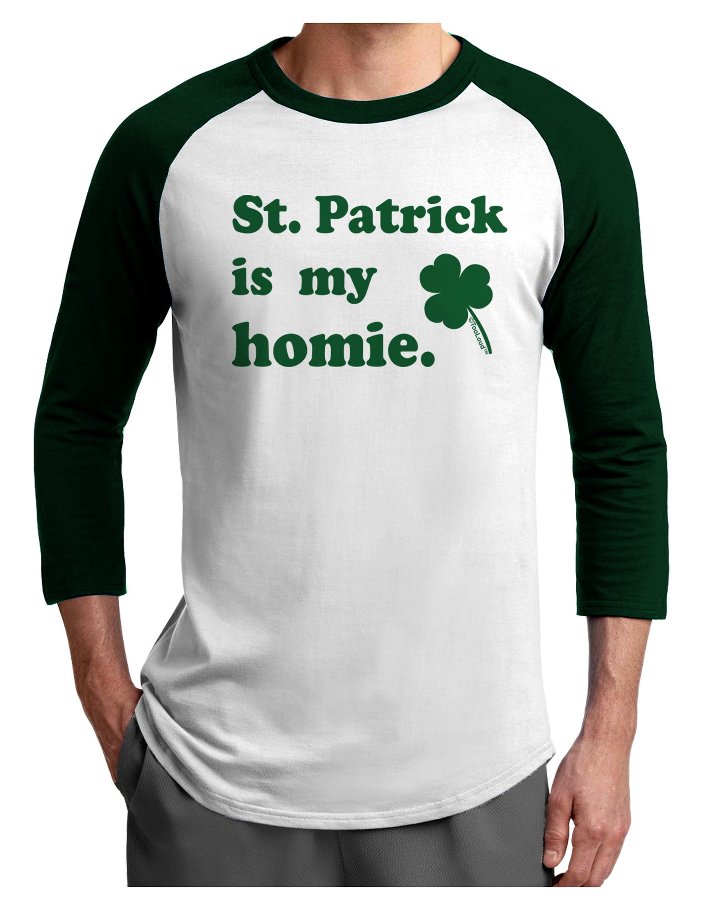 St Patrick is my Homie Adult Raglan Shirt-Raglan Shirt-TooLoud-White-Forest-X-Small-Davson Sales