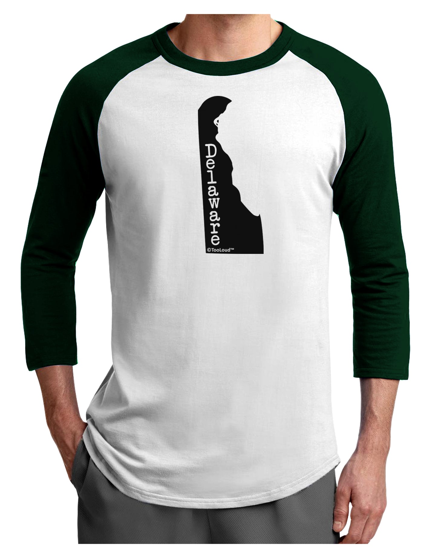Delaware - United States Shape Adult Raglan Shirt by TooLoud-TooLoud-White-Forest-X-Small-Davson Sales