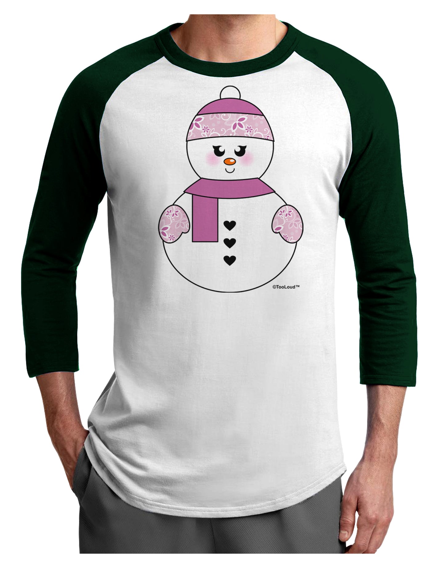 Cute Girl Snowman - Christmas Adult Raglan Shirt by TooLoud-TooLoud-White-Forest-X-Small-Davson Sales