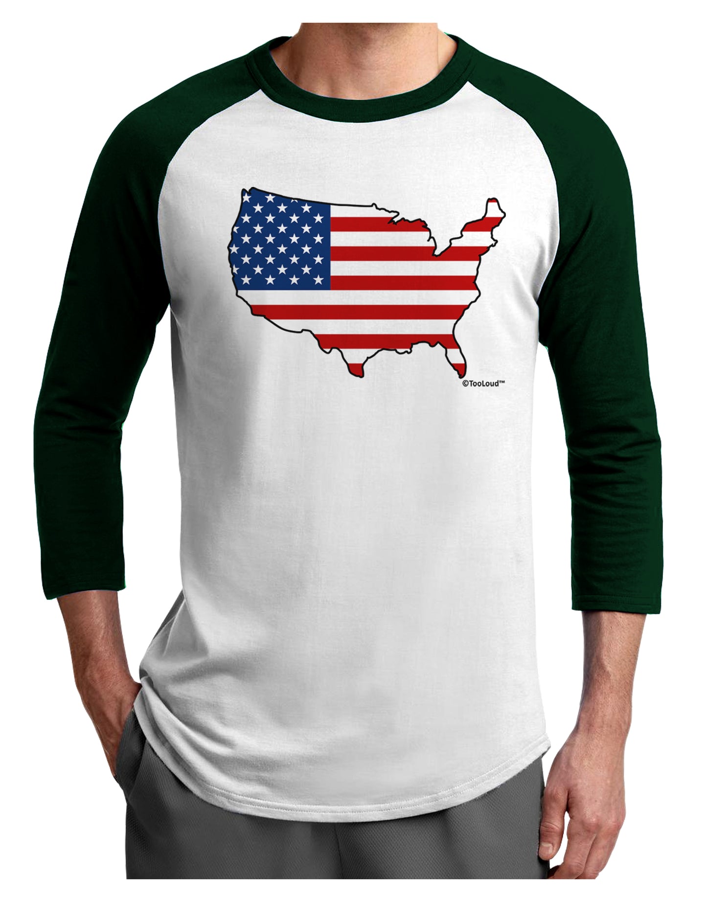 United States Cutout - American Flag Design Adult Raglan Shirt by TooLoud-TooLoud-White-Forest-X-Small-Davson Sales