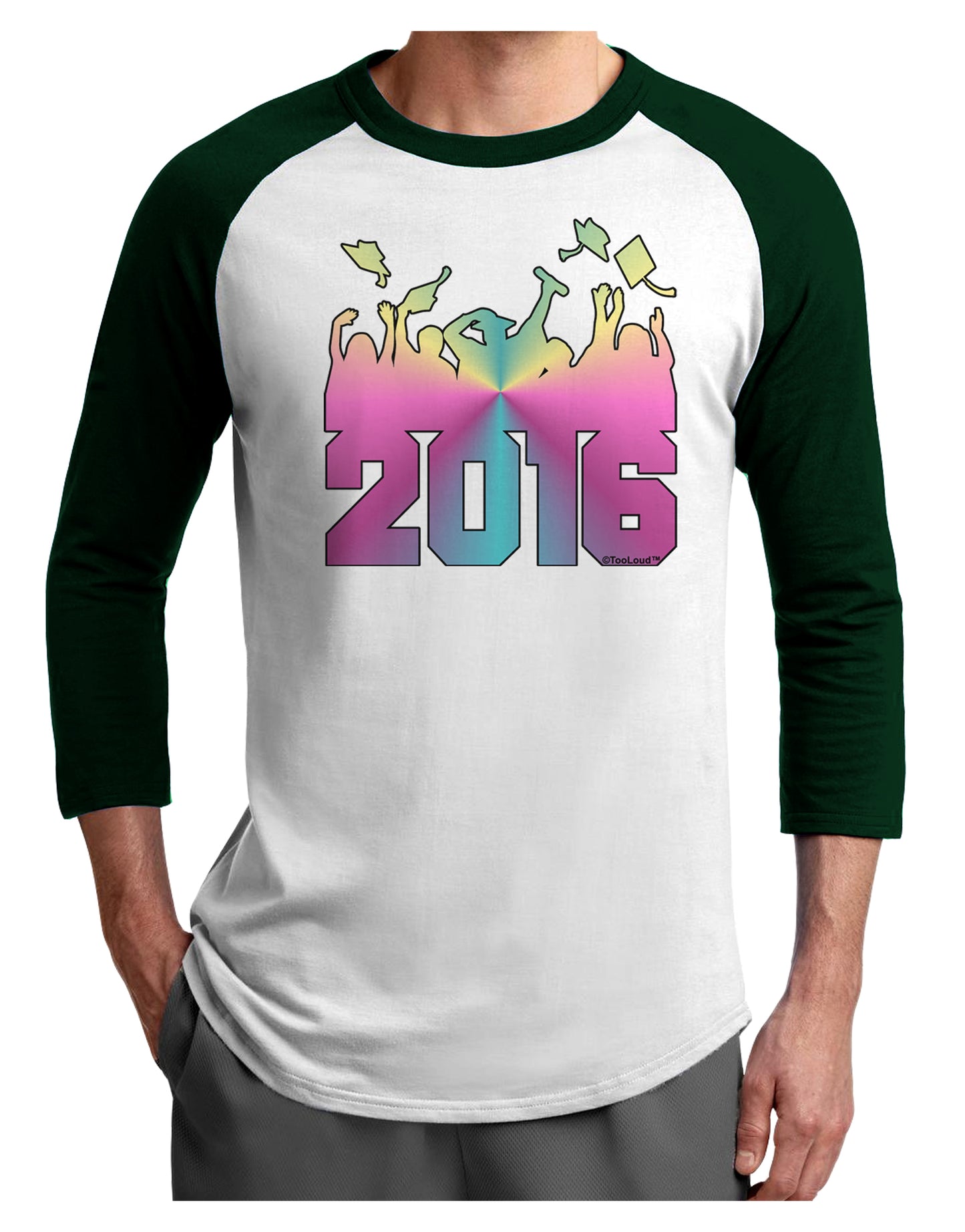 Current Year Graduation Color Adult Raglan Shirt-Raglan Shirt-TooLoud-White-Forest-X-Small-Davson Sales