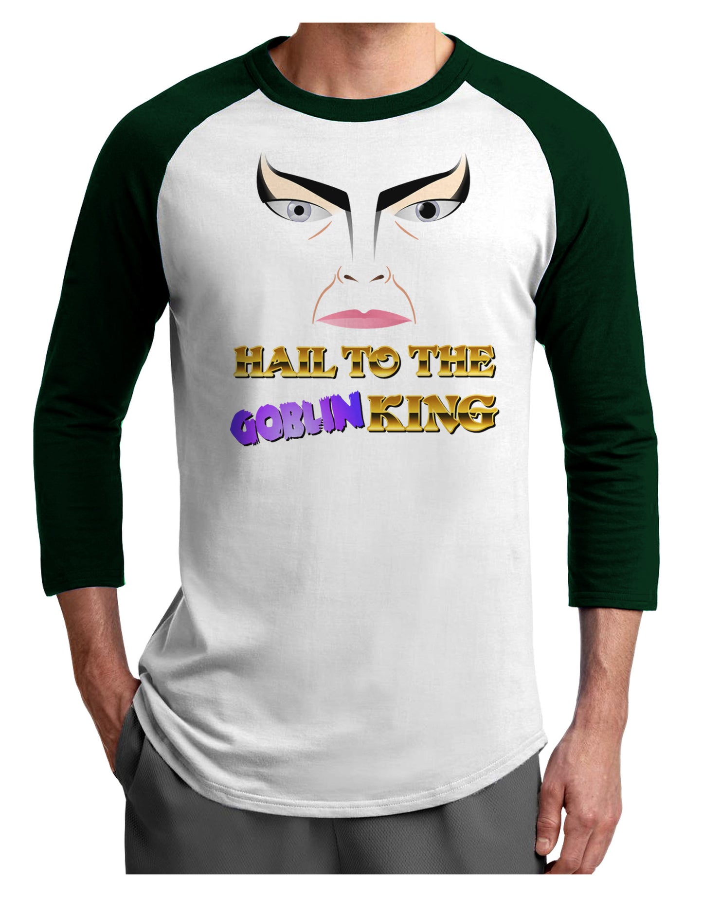 Hail to the Goblin King Adult Raglan Shirt-TooLoud-White-Forest-X-Small-Davson Sales