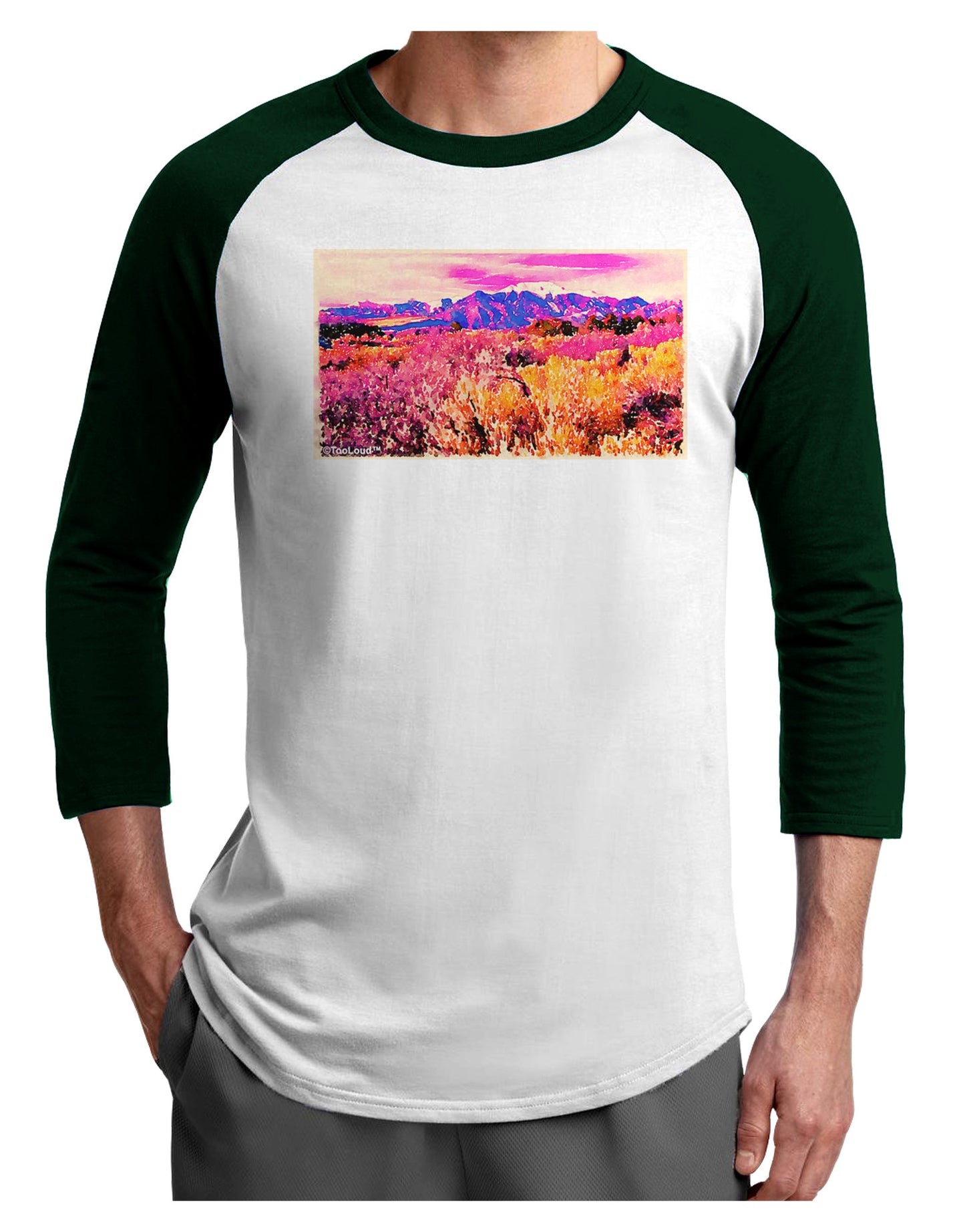 Colorful Colorado Mountains Adult Raglan Shirt-TooLoud-White-Forest-X-Small-Davson Sales
