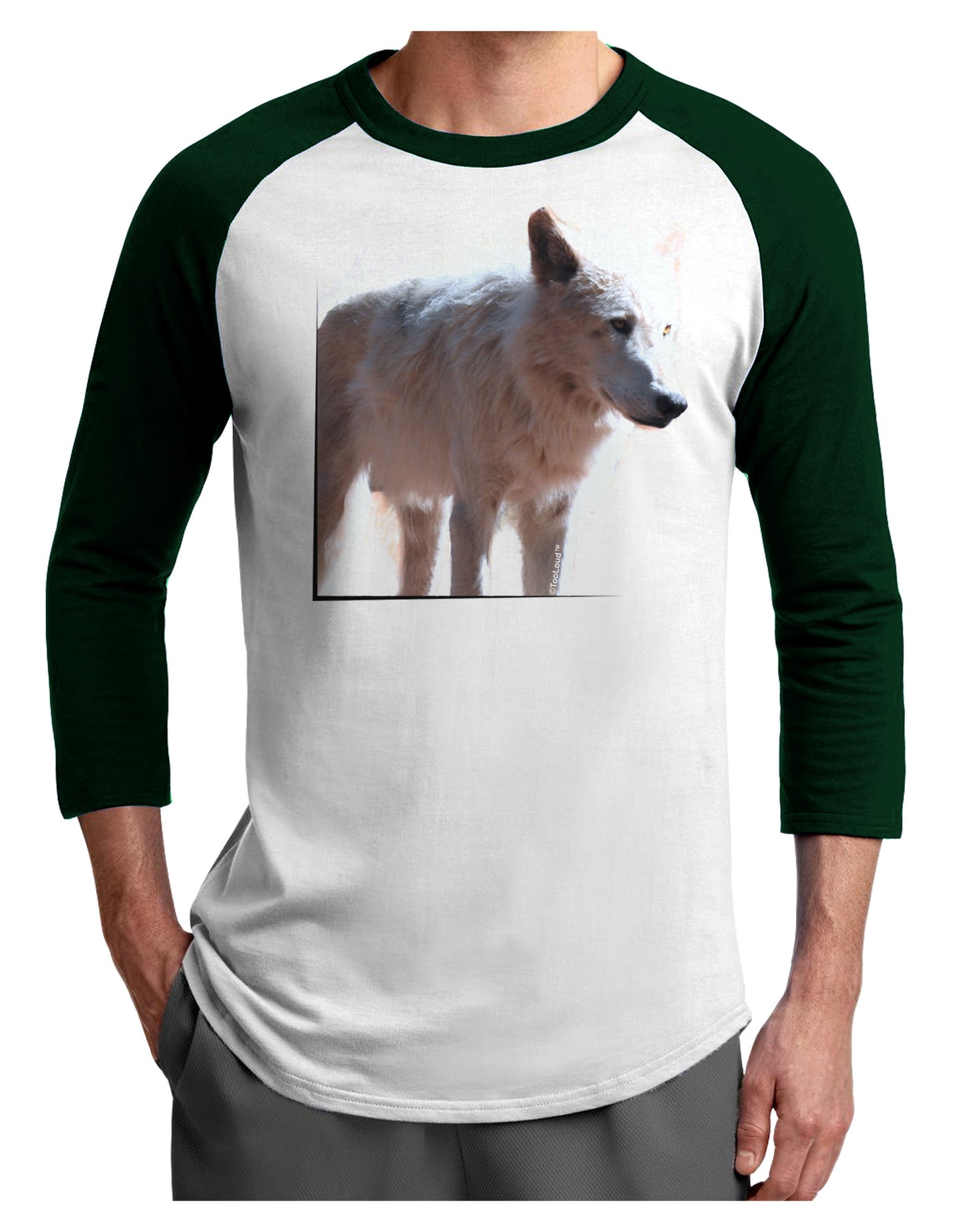 Magnificent Full White Wolf Adult Raglan Shirt-Raglan Shirt-TooLoud-White-Forest-X-Small-Davson Sales