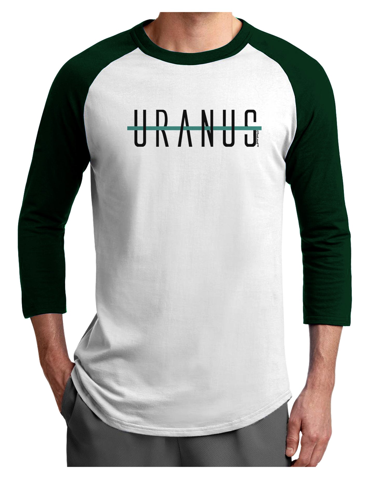 Planet Uranus Text Only Adult Raglan Shirt-Raglan Shirt-TooLoud-White-Forest-X-Small-Davson Sales