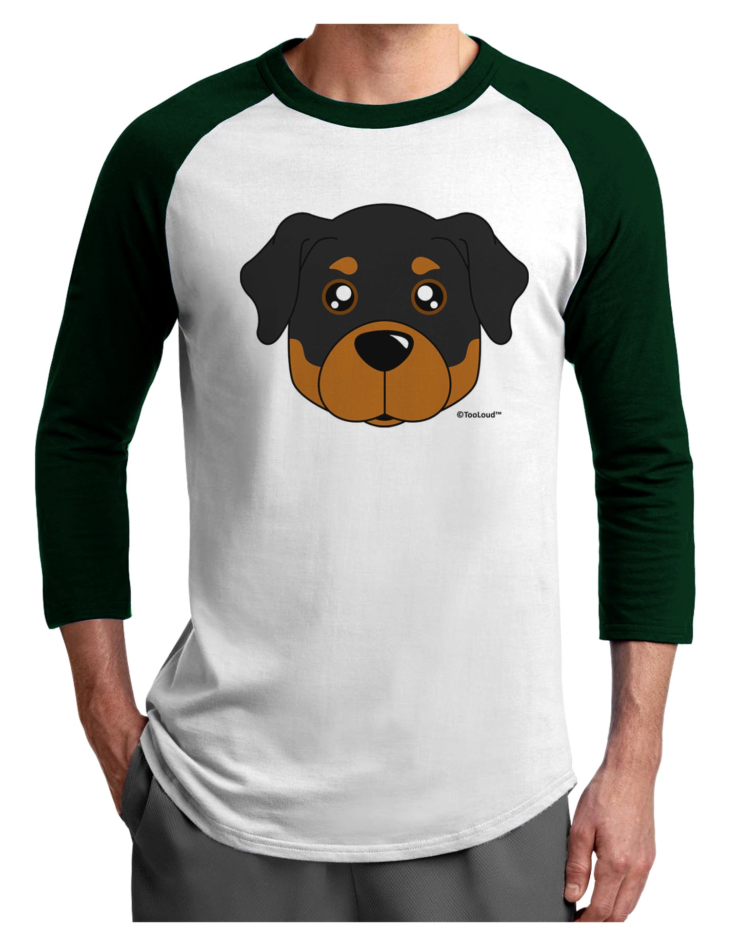 Cute Rottweiler Dog Adult Raglan Shirt by TooLoud-TooLoud-White-Forest-X-Small-Davson Sales