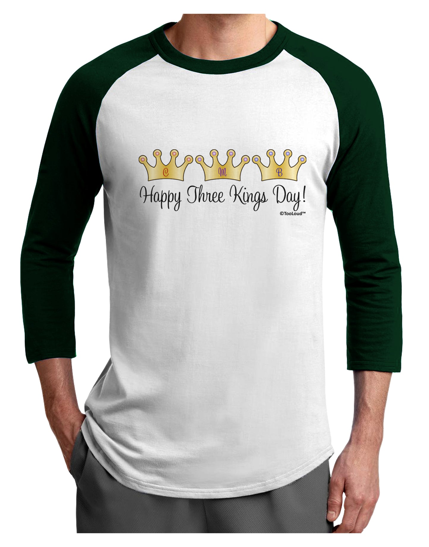 Happy Three Kings Day - 3 Crowns Adult Raglan Shirt by TooLoud-Raglan Shirt-TooLoud-White-Forest-X-Small-Davson Sales