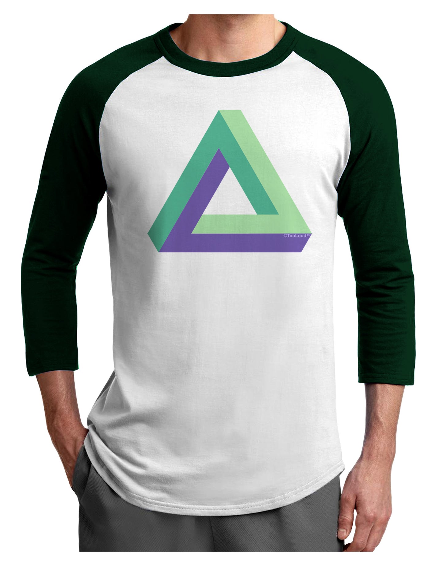 Impossible Triangle Loop Adult Raglan Shirt-Raglan Shirt-TooLoud-White-Forest-X-Small-Davson Sales