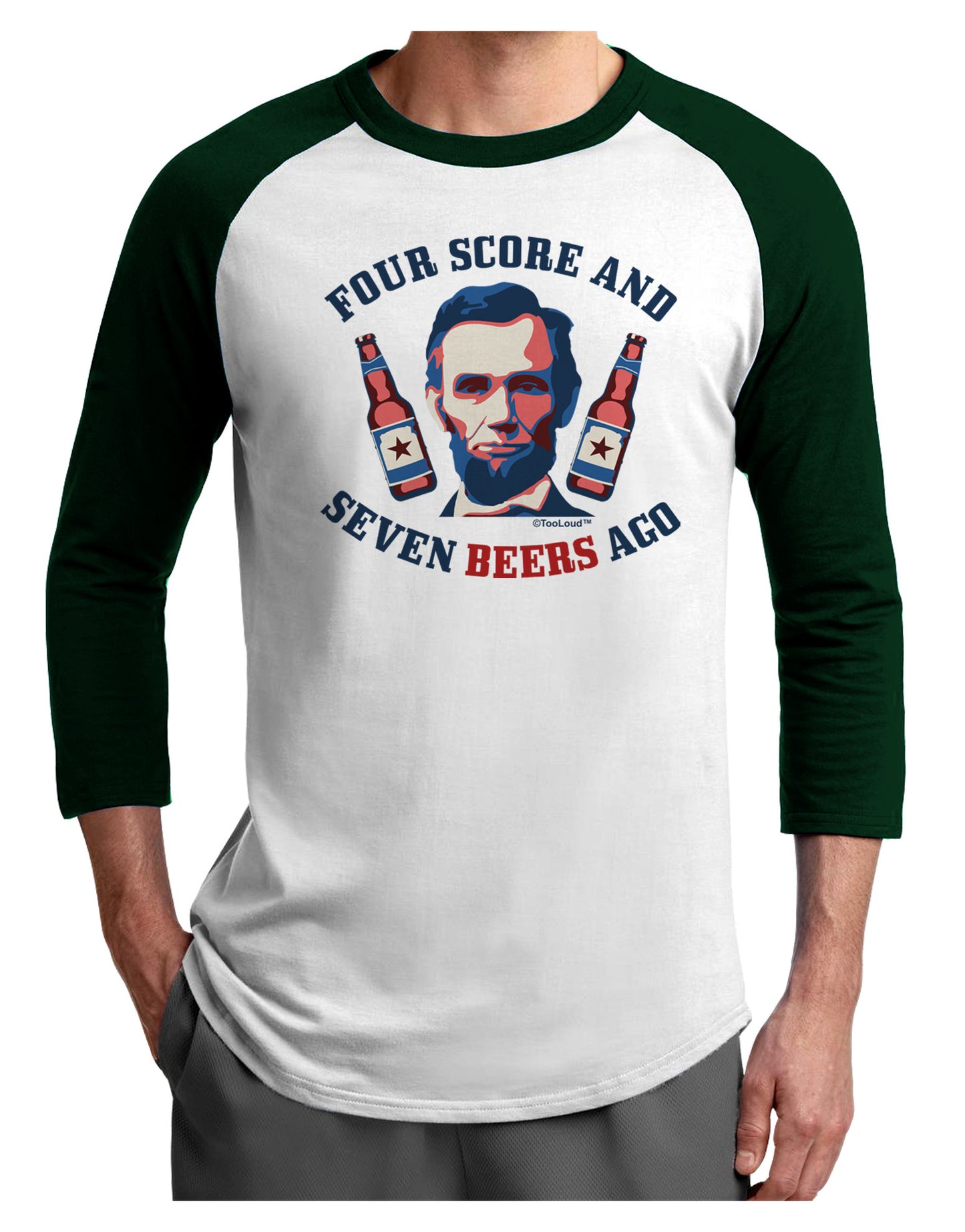 Seven Beers Ago - Lincoln Adult Raglan Shirt-Raglan Shirt-TooLoud-White-Forest-X-Small-Davson Sales