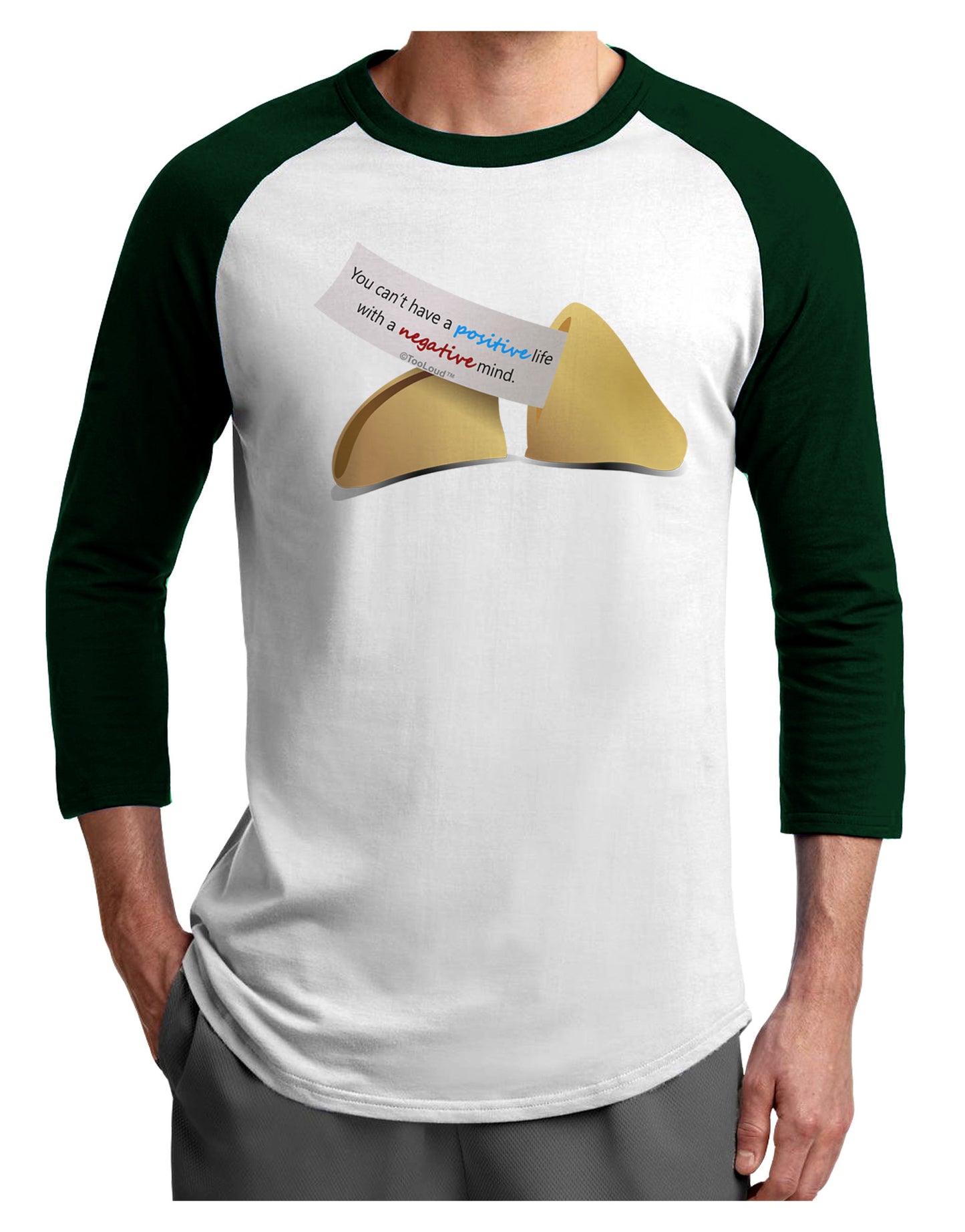 Positive Life - Fortune Cookie Adult Raglan Shirt-Raglan Shirt-TooLoud-White-Forest-X-Small-Davson Sales
