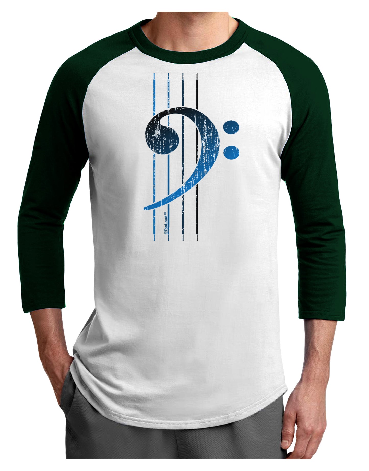 Distressed Bass Strings Adult Raglan Shirt-Raglan Shirt-TooLoud-White-Forest-X-Small-Davson Sales
