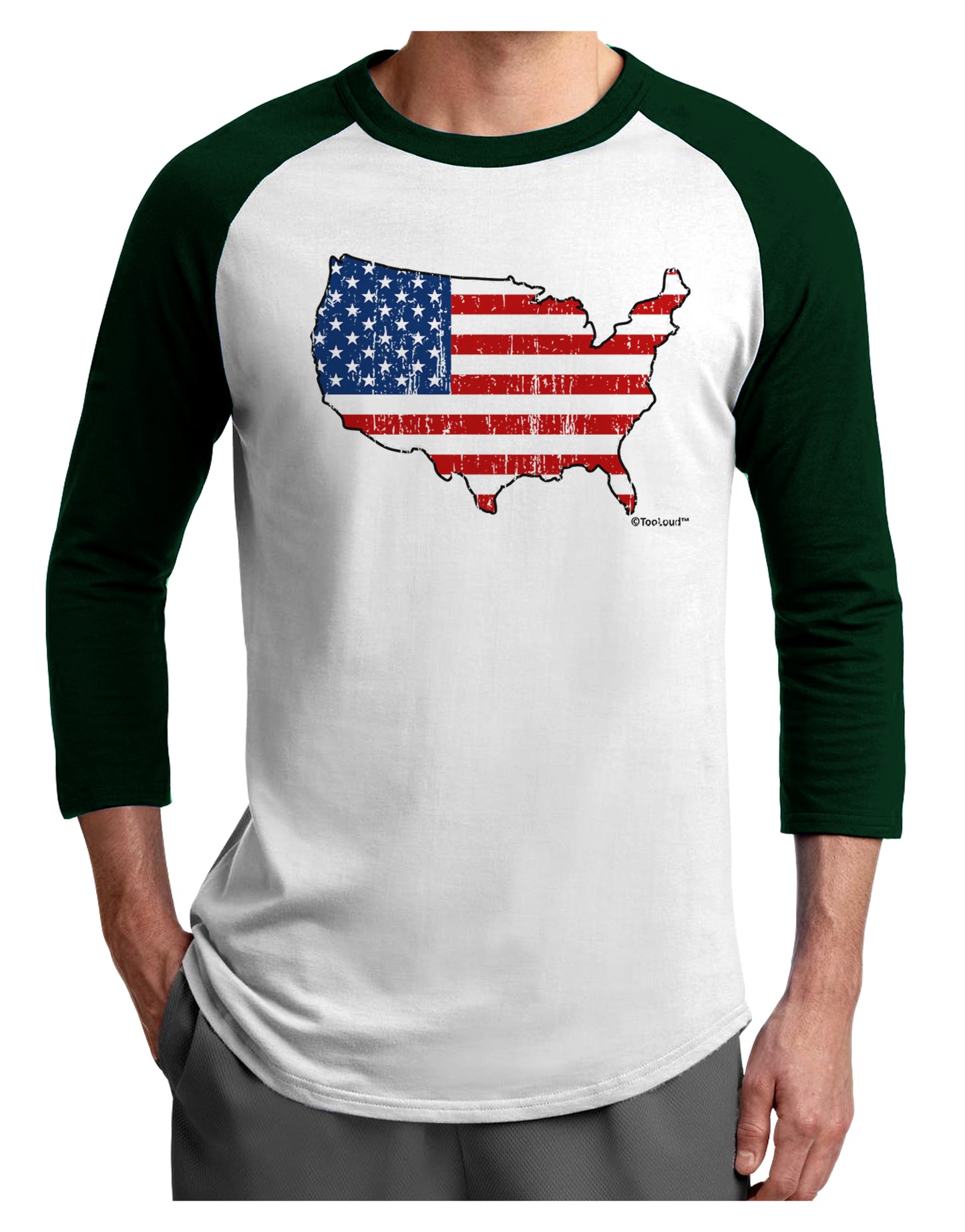 United States Cutout - American Flag Distressed Adult Raglan Shirt by TooLoud-TooLoud-White-Forest-X-Small-Davson Sales