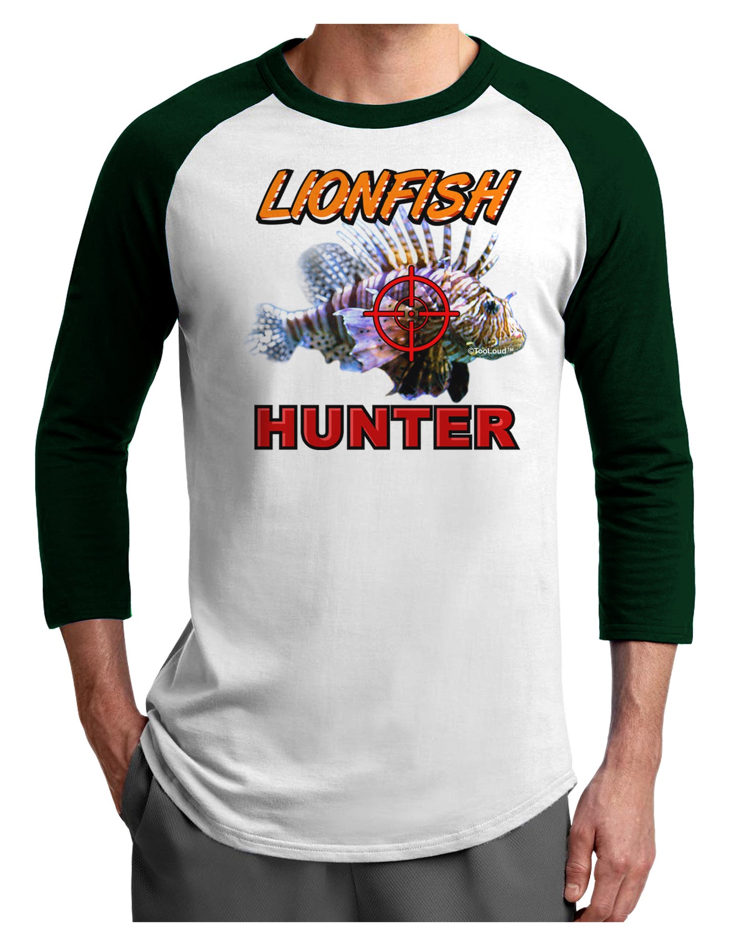 Lionfish Hunter Adult Raglan Shirt-Raglan Shirt-TooLoud-White-Forest-X-Small-Davson Sales