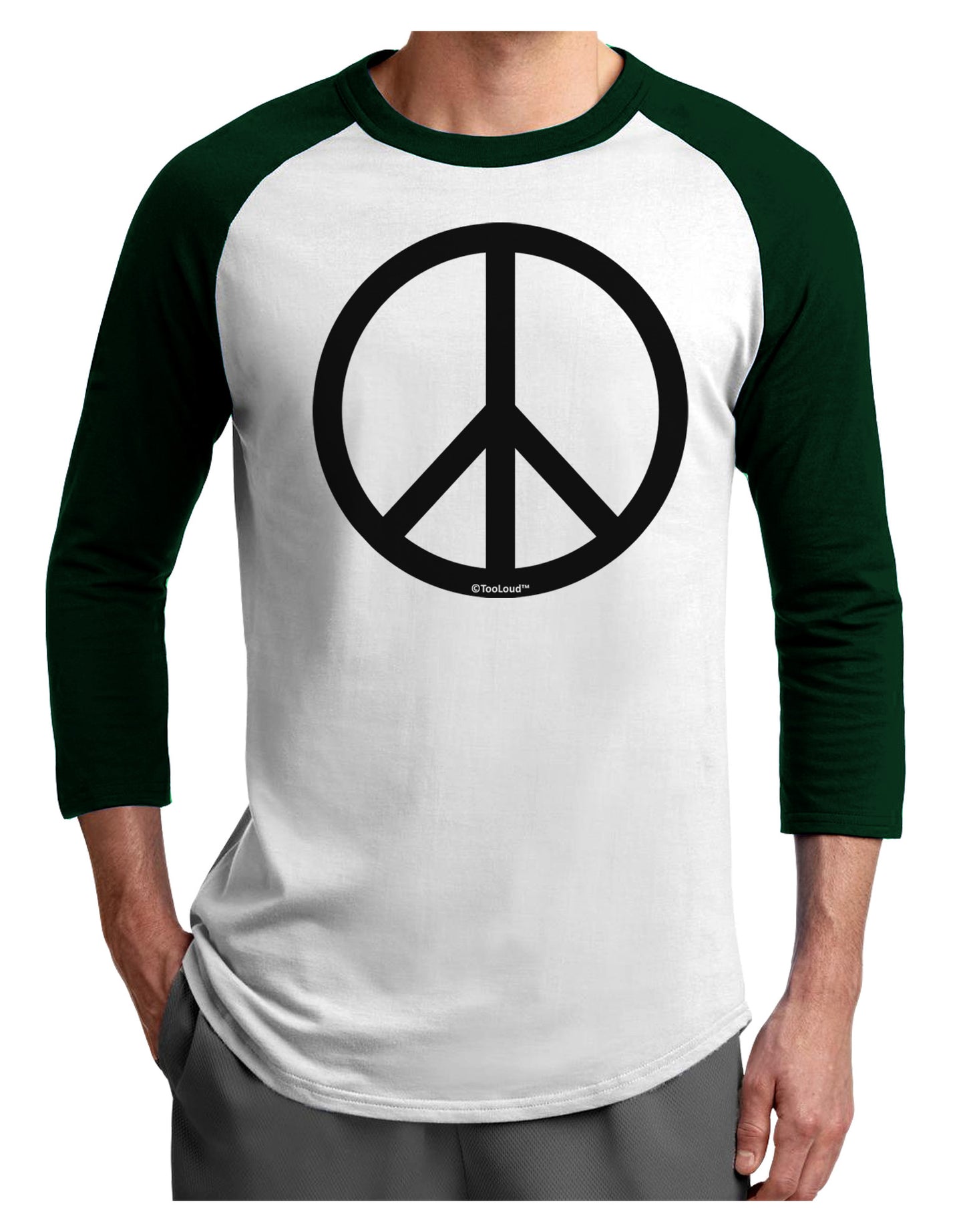 Peace Sign Symbol Adult Raglan Shirt-TooLoud-White-Forest-X-Small-Davson Sales