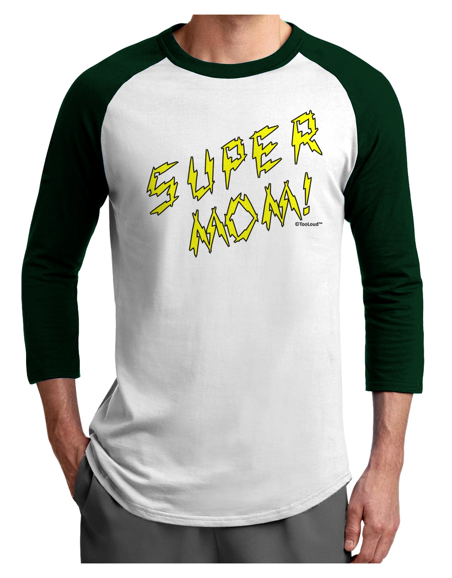 Super Mom - Lightening Bolt Design Adult Raglan Shirt by TooLoud-TooLoud-White-Forest-X-Small-Davson Sales