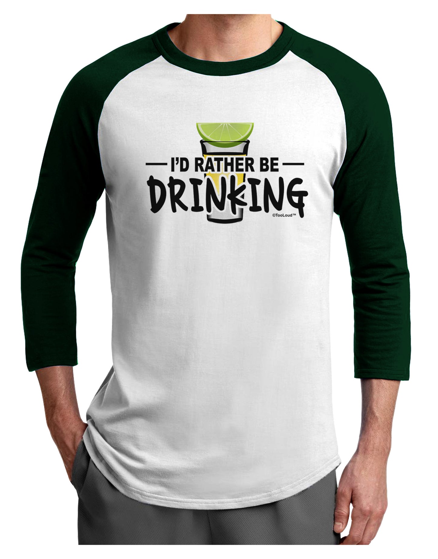 I'd Rather Be Drinking Adult Raglan Shirt-Raglan Shirt-TooLoud-White-Forest-X-Small-Davson Sales