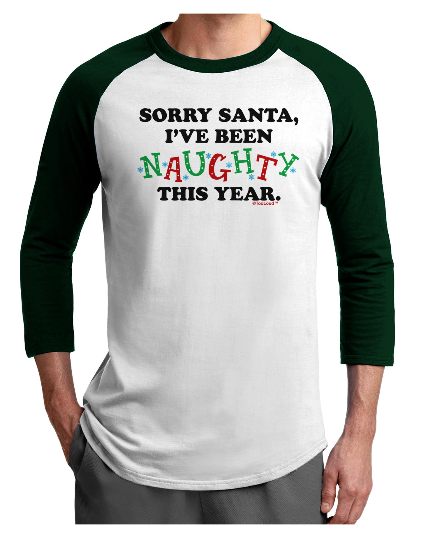 I've Been Naughty This Year Adult Raglan Shirt-Raglan Shirt-TooLoud-White-Forest-X-Small-Davson Sales