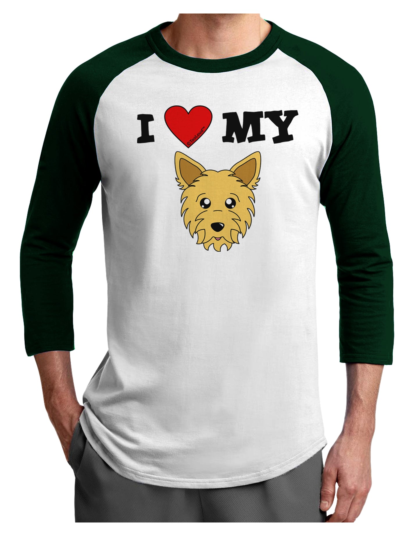I Heart My - Cute Yorkshire Terrier Yorkie Dog Adult Raglan Shirt by TooLoud-TooLoud-White-Forest-X-Small-Davson Sales