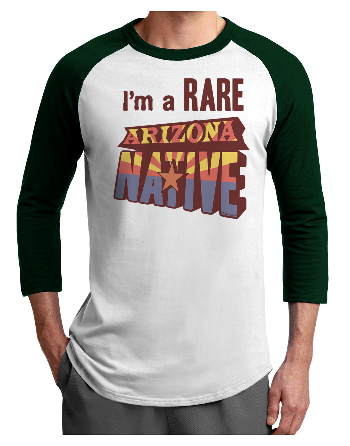 I'm a Rare Arizona Native Adult Raglan Shirt-Raglan Shirt-TooLoud-White-Forest-X-Small-Davson Sales