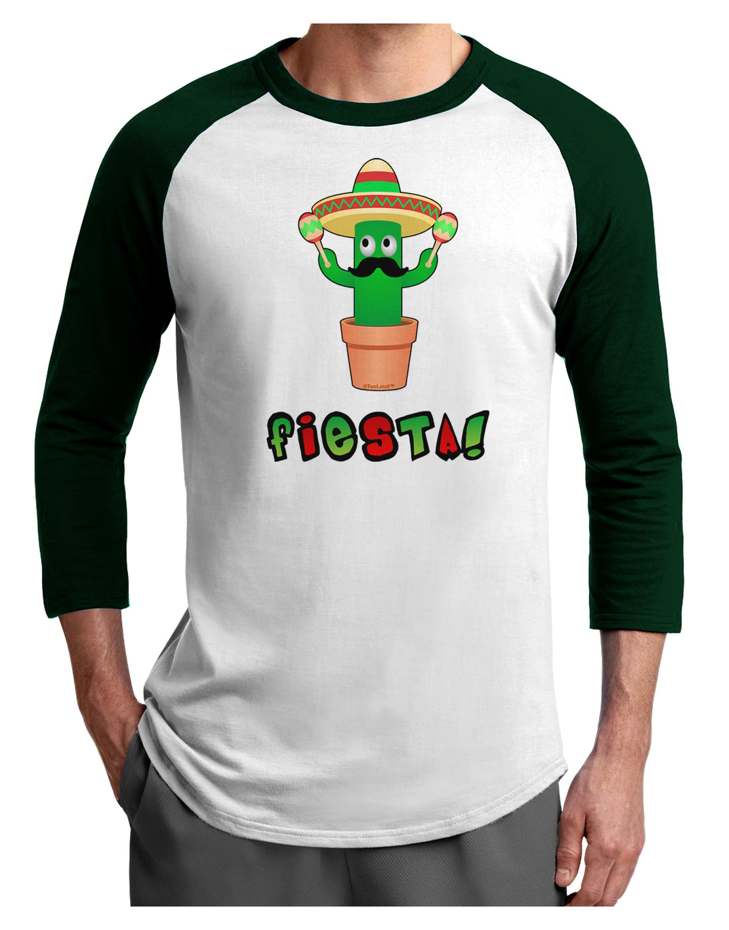 Fiesta Cactus Text Adult Raglan Shirt-Raglan Shirt-TooLoud-White-Forest-X-Small-Davson Sales