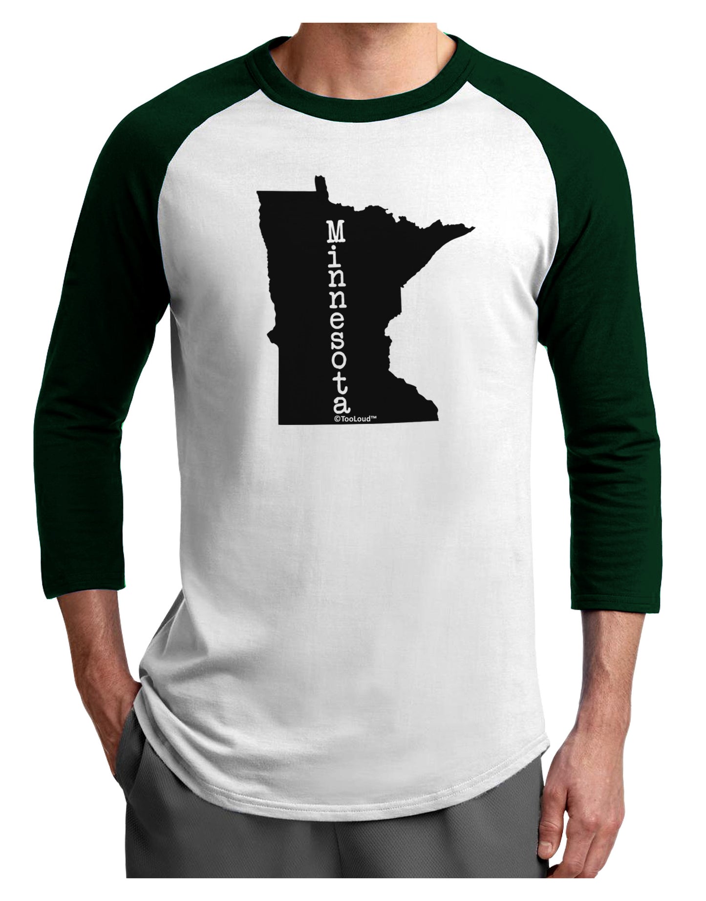 Minnesota - United States Shape Adult Raglan Shirt-Raglan Shirt-TooLoud-White-Forest-X-Small-Davson Sales