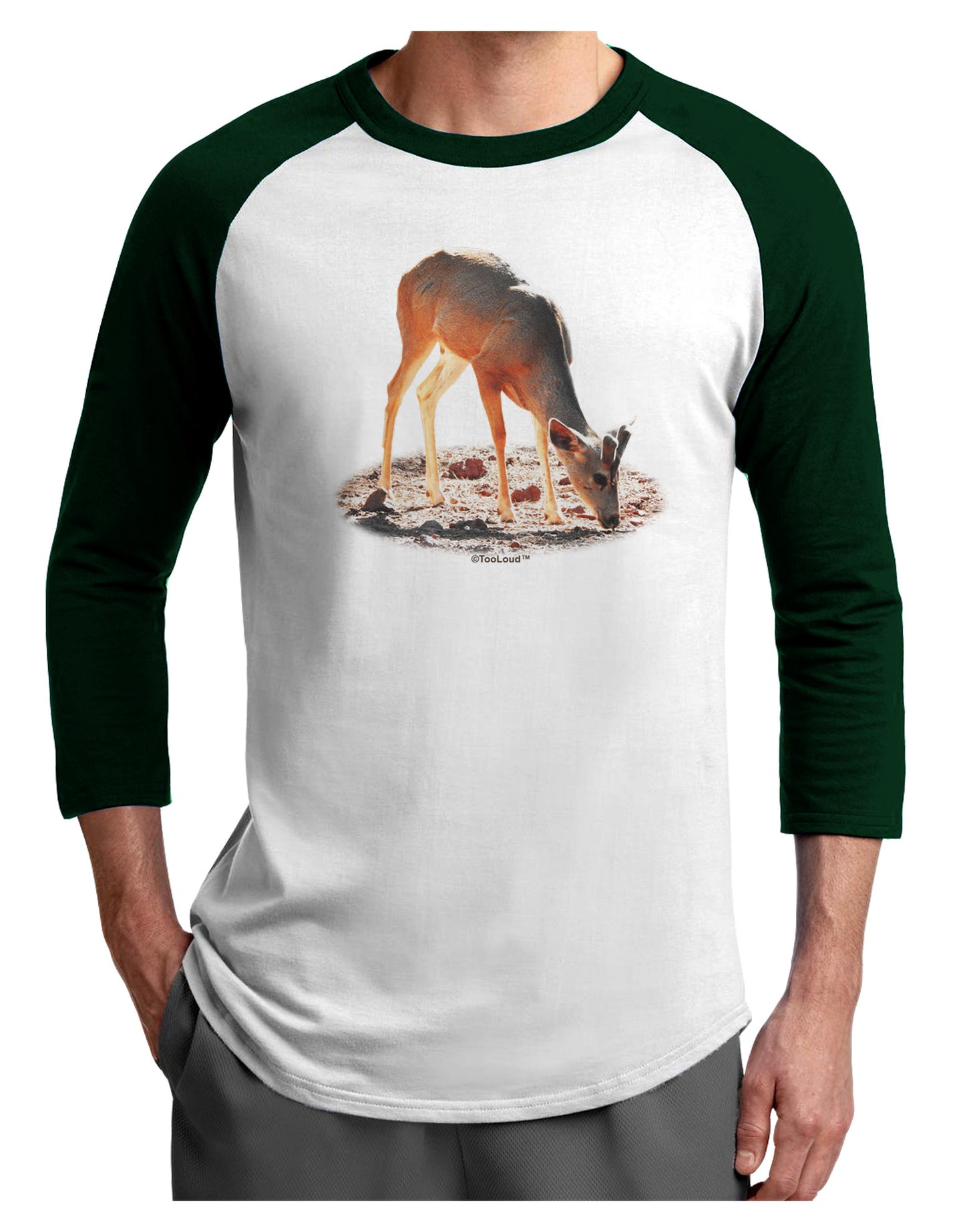 Little Buck Cutout Adult Raglan Shirt-Raglan Shirt-TooLoud-White-Forest-X-Small-Davson Sales