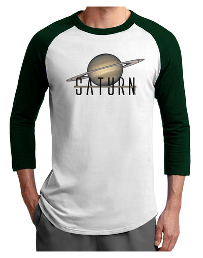 Planet Saturn Text Adult Raglan Shirt-Raglan Shirt-TooLoud-White-Forest-X-Small-Davson Sales
