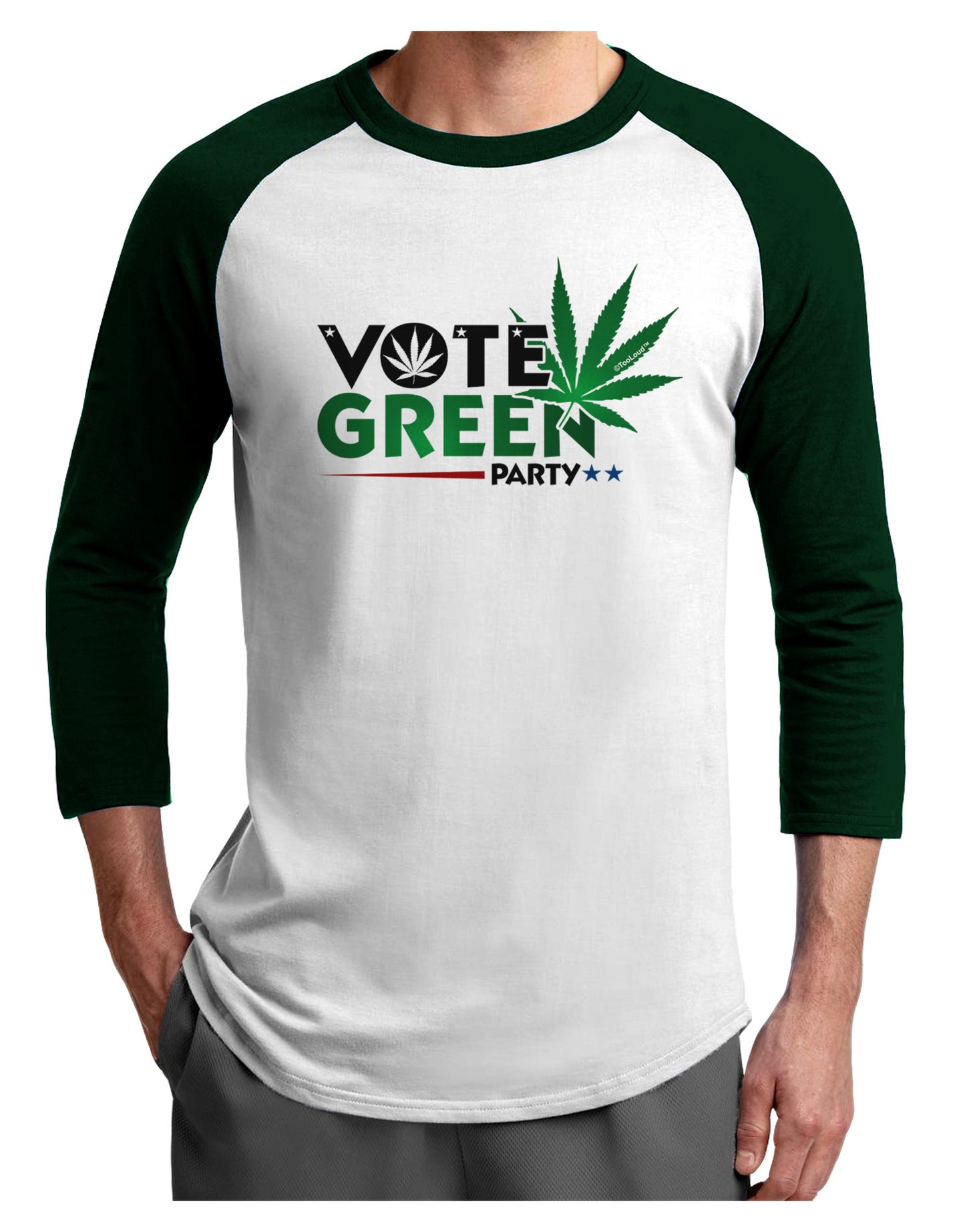 Vote Green Party - Marijuana Adult Raglan Shirt-Raglan Shirt-TooLoud-White-Forest-X-Small-Davson Sales