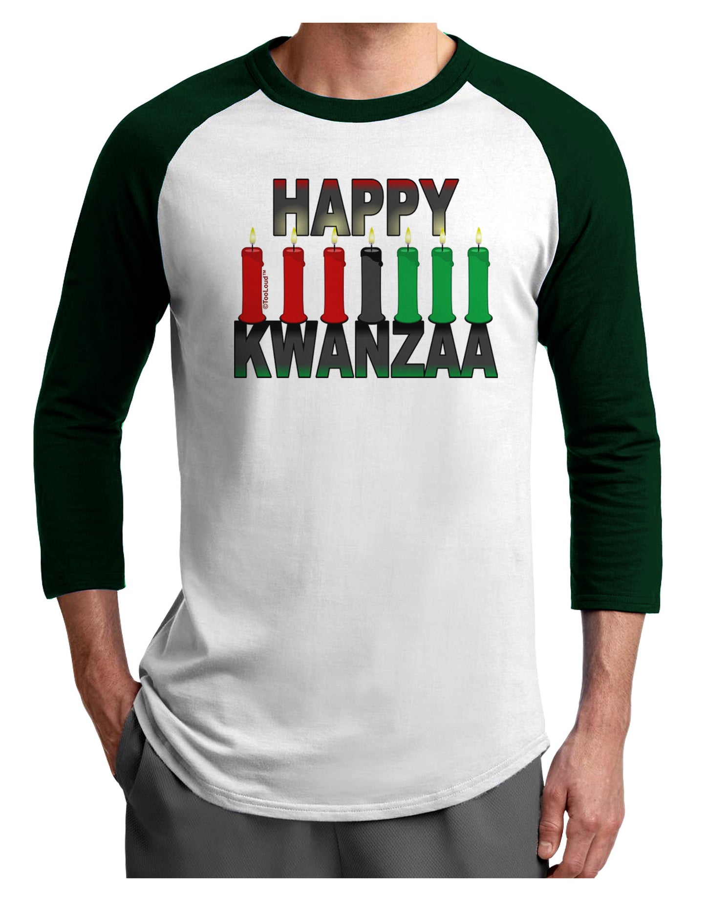 Happy Kwanzaa Candles Adult Raglan Shirt-Raglan Shirt-TooLoud-White-Forest-X-Small-Davson Sales