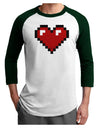 Pixel Heart Design 1 - Valentine's Day Adult Raglan Shirt-Raglan Shirt-TooLoud-White-Forest-X-Small-Davson Sales