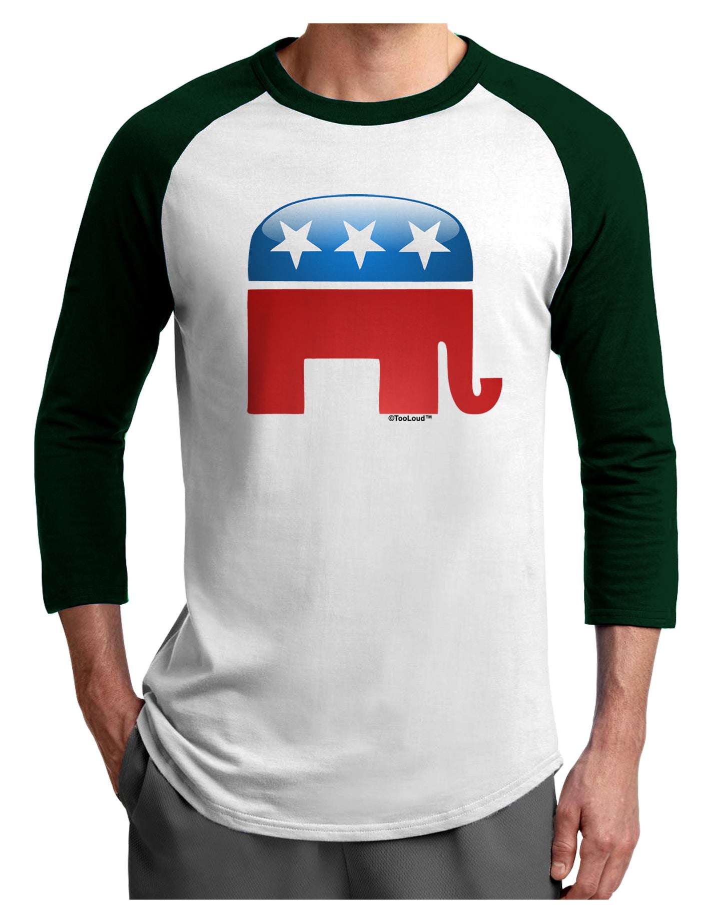 Republican Bubble Symbol Adult Raglan Shirt-TooLoud-White-Forest-X-Small-Davson Sales