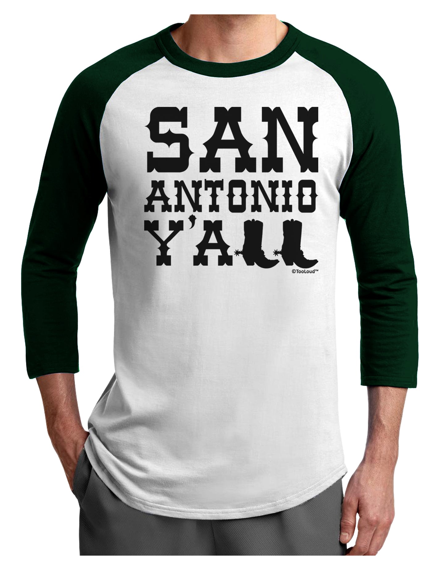 San Antonio Y'all - Boots - Texas Pride Adult Raglan Shirt by TooLoud-Mens T-Shirt-TooLoud-White-Forest-X-Small-Davson Sales