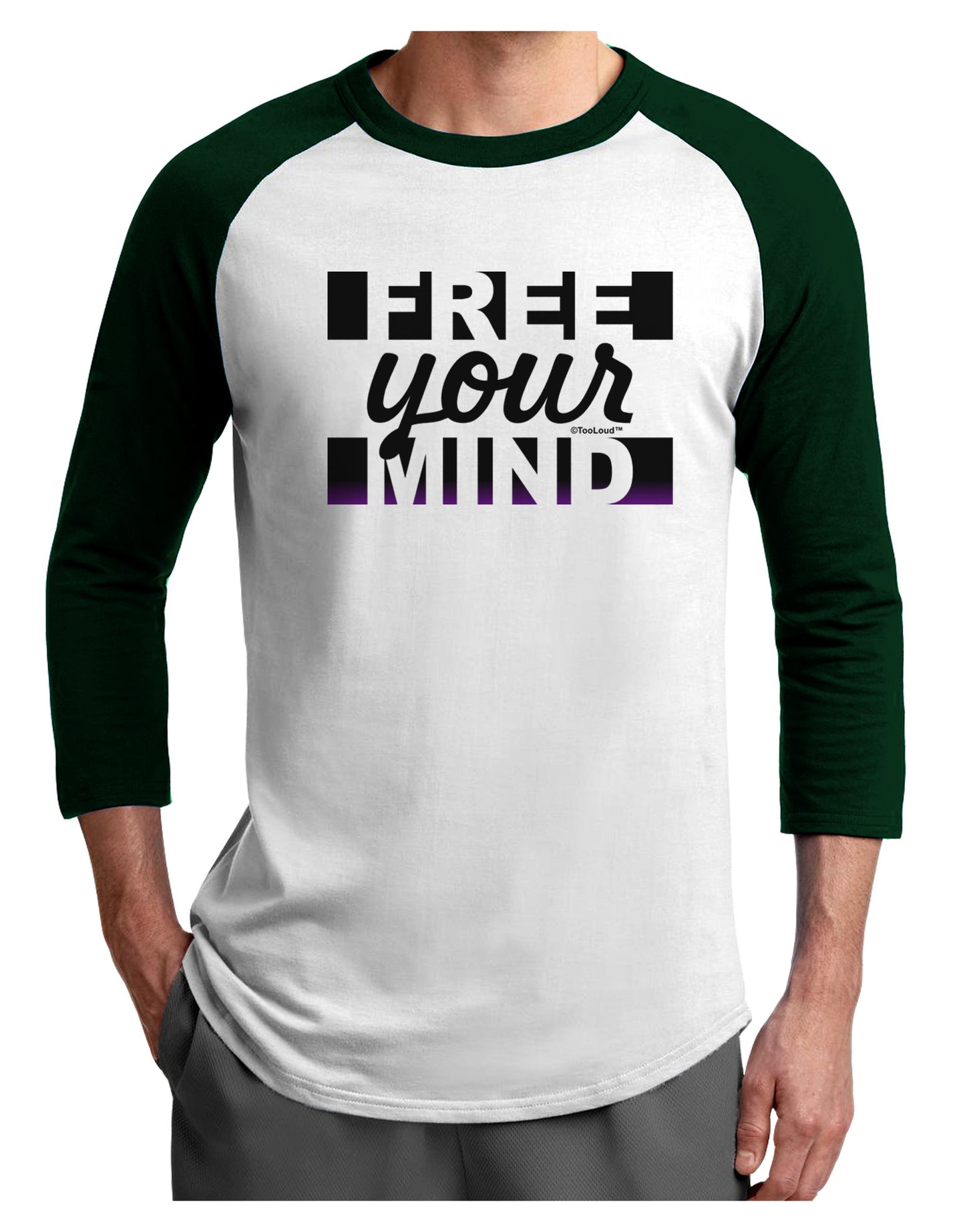 Free Your Mind Text Adult Raglan Shirt-Raglan Shirt-TooLoud-White-Forest-X-Small-Davson Sales