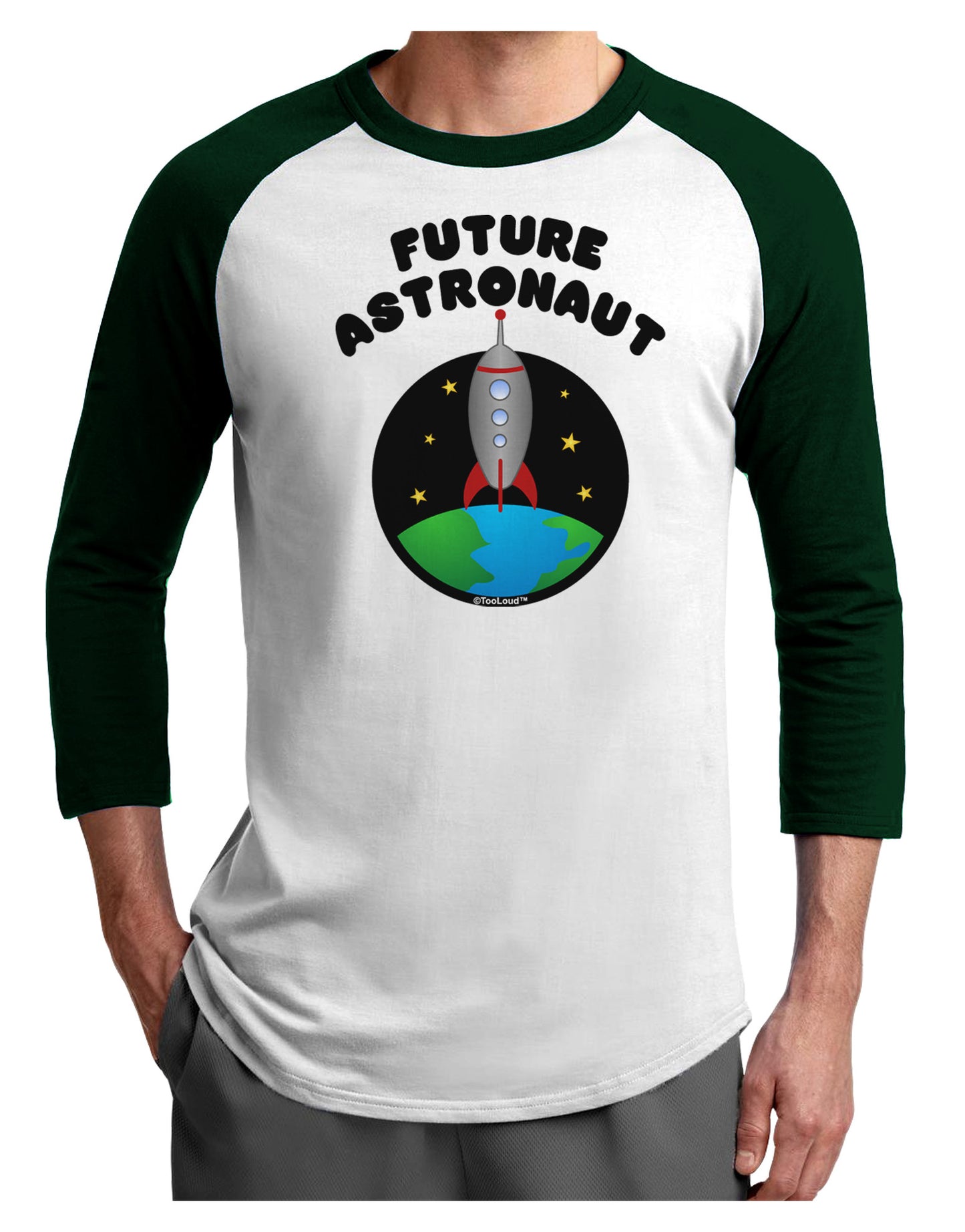 Future Astronaut Color Adult Raglan Shirt-TooLoud-White-Forest-X-Small-Davson Sales