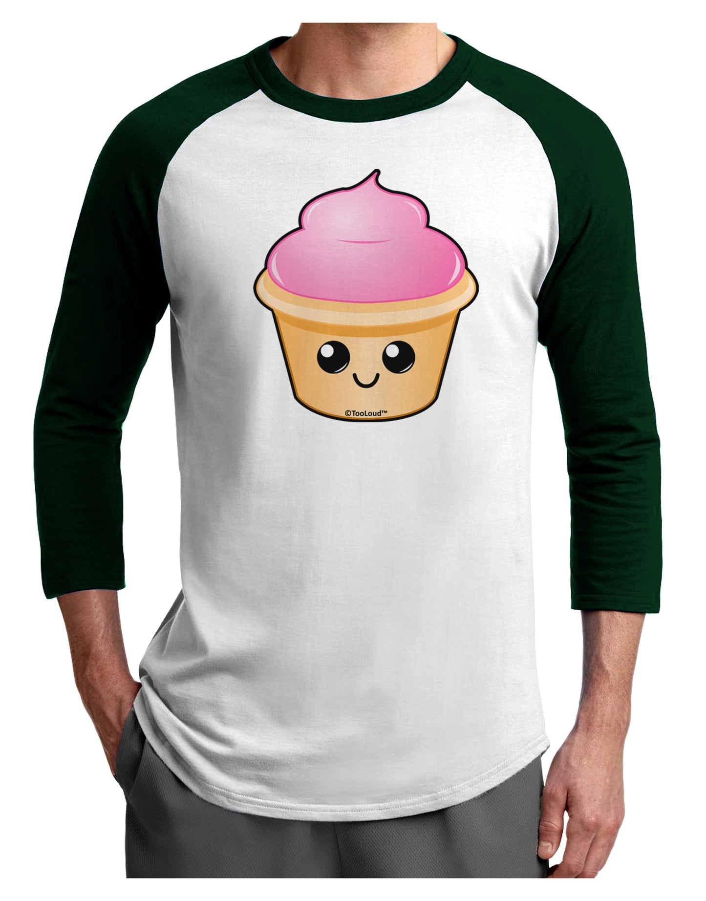 Cute Cupcake Design #2 Adult Raglan Shirt by TooLoud-TooLoud-White-Forest-X-Small-Davson Sales